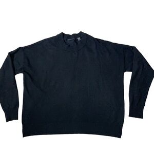Tahari brand black short waist long sleeve crew neck sweater SZ M